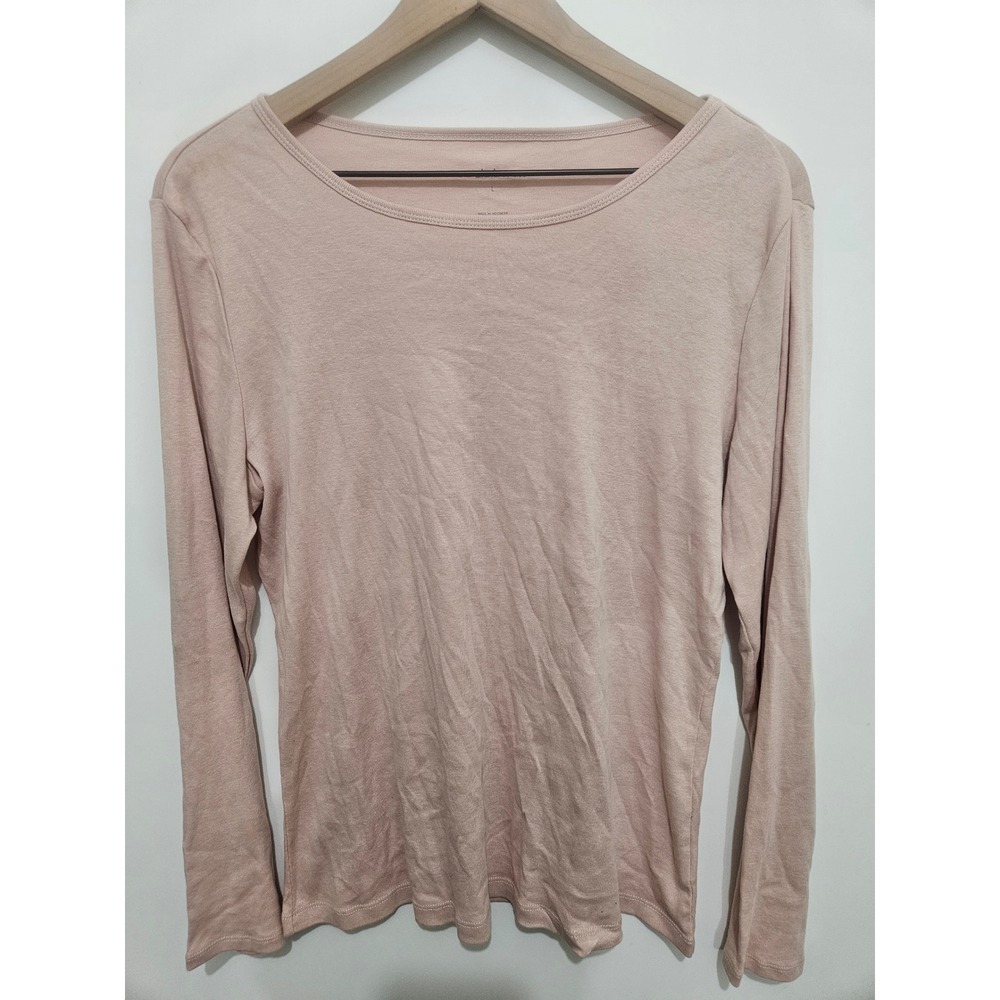 Liz Claiborne Womens Large Pink Cotton Long Sleeve Scoop Neck T-Shirt 75590-0